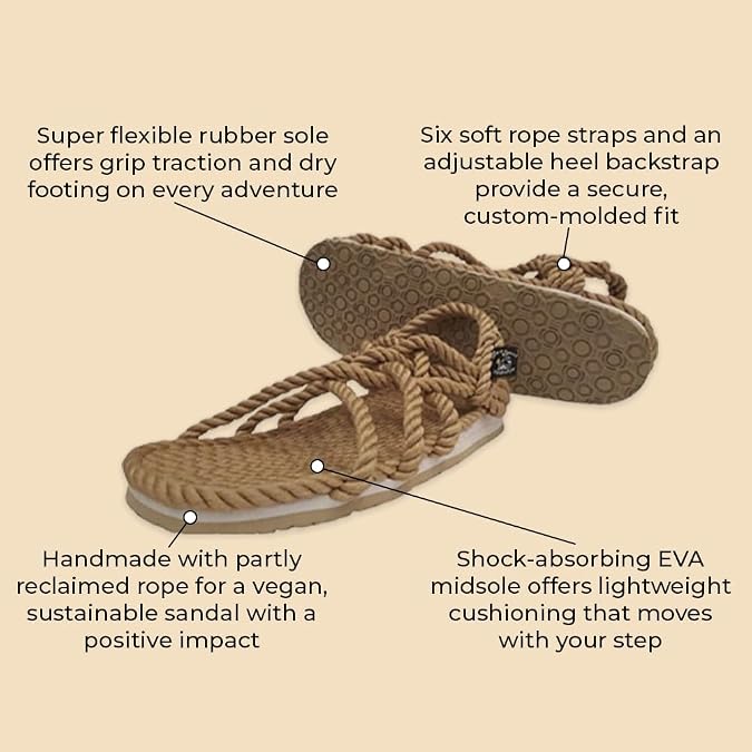 Nomadic State of Mind Global Nomad Rope Sandals, Handmade Shoes, Non-Slip Sole, Sustainable & Vegan, Lightweight & Adjustable, Men Women Unisex