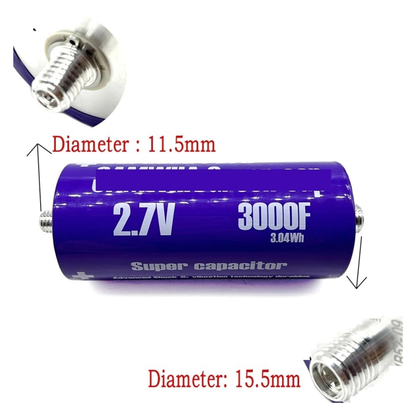 2.7V3000F niski opór wewnętrzny odpowiedni do modułu prostownika samochodowego 16V500F 3,04Wh