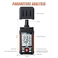 Vista 3 de Protmex HT607 Temperature Humidity Meter High Precision Digital Hygrometer with Ambient, Relative Humidity, Dew Point, Wet Bulb Thermometer, Min/Max
