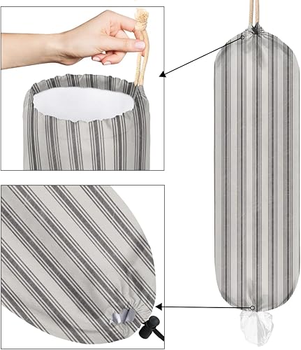 Miniatura 4 de Soporte para bolsa de plástico negro para montaje en pared, organizador de bolsas de basura reutilizable, lavable, dispensador de almacenamiento de