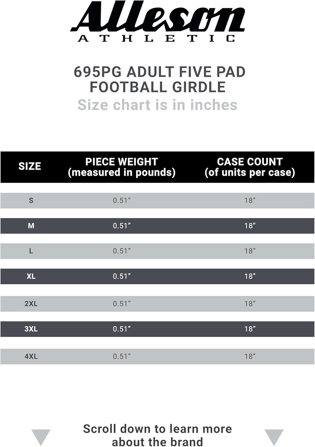 Alleson Athletic Adult Five Pad Football Girdle, White, XX-Large