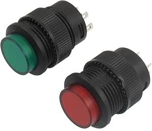 2 Pcs 4 Terminals Red Green LED Lamp Momentary Push Button Switch DC 3V ...