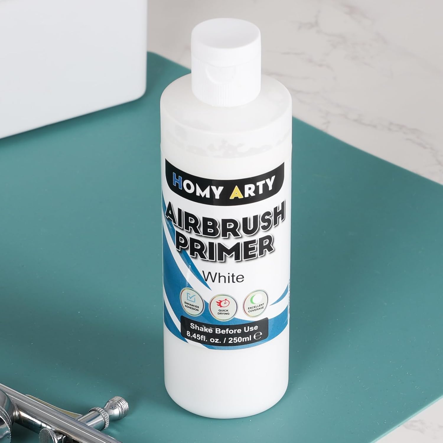 Airbrush Primer - White, 8.45 fl.oz 250ml Acrylic Primer for Airbrush Paint, Quick-Drying Matte Finish for Acrylic Paint with Excellent Adhesion to Plastic Models, Metal, Canvas