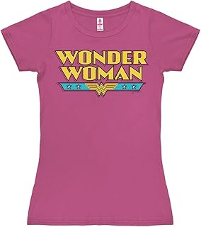 Camiseta para Mujer Mujer Maravilla - Logotipo - DC Comics - Wonder Woman - Logo - de Color - Rosa - Diseño Original con Licencia