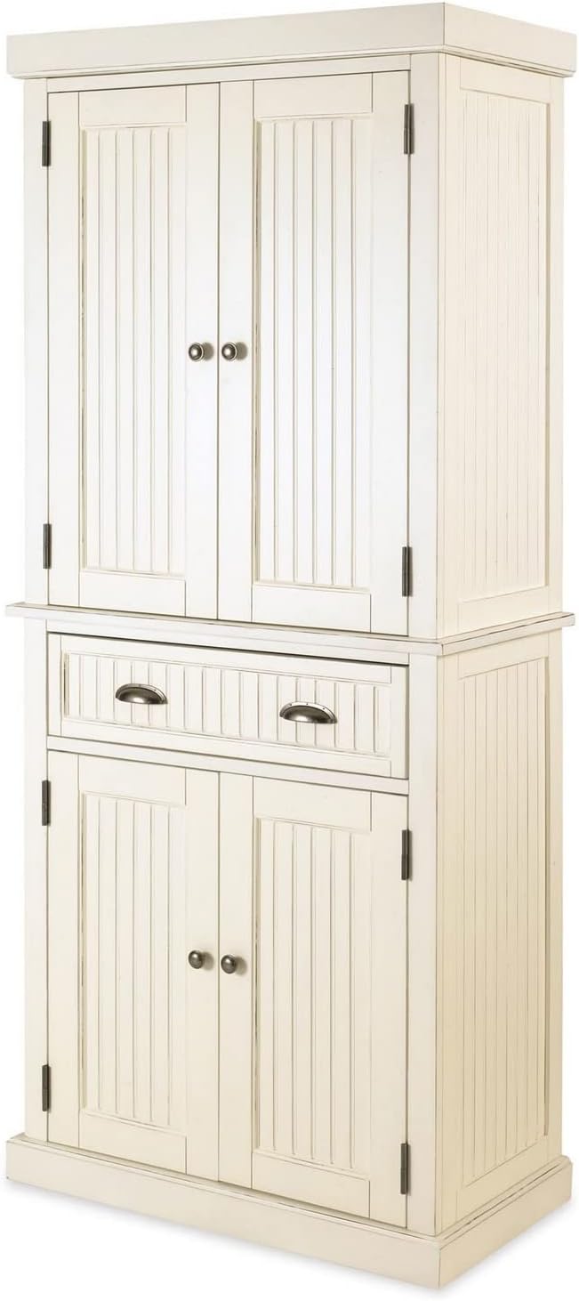 Homestyles Nantucket Storage Cabinet Kitchen Pantry with Drawers and Adjustable Shelves, 71.5 Inch Height, Natural Brown Maple Finish