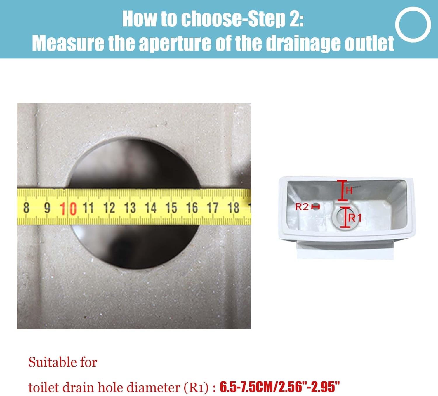 Toilet Flush Valves Replacement Valve Assembly for Drainage Hole 2.56"-2.95" for One Piece Dual Flush Drain Valve Repair, 25cm Height