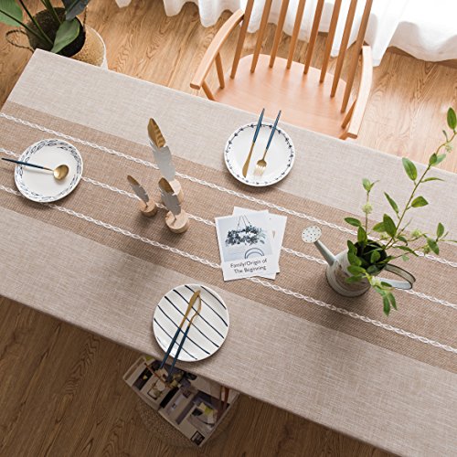 Colorbird Farmhouse Square Tablecloths 55X55, Cotton Linen Fitted Tablecloth Rustic Dining Table Cover, Burlap Table Linens For Kitchen Outdoor Picnic Tea Party #TOP1