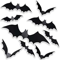Vista 1 de Decoración de pared de murciélagos 3D de Halloween, decoración de murciélagos de plástico mejorada, 60 unidades, 4 tamaños, reutilizables, PVC