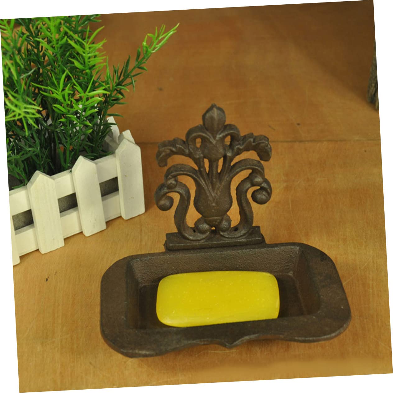 Jabonera Vintage de Hierro Dorado Escurridor y Bandeja