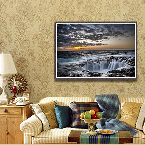 Diy Diamond Painting With Numbering Kit, 5D Full Diamond Round Rhinestones Adult Painting Diamond Painting Kit Waterfall Cross Stitch Art Craft Home Living Room Room Wall Decor,12X16 Inch #TOP1
