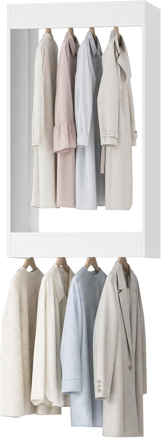 25.5" Wide Double Hanging Modular Closet System, Wall-Mounted Closet Organizer with Dual Hanging Rods, White