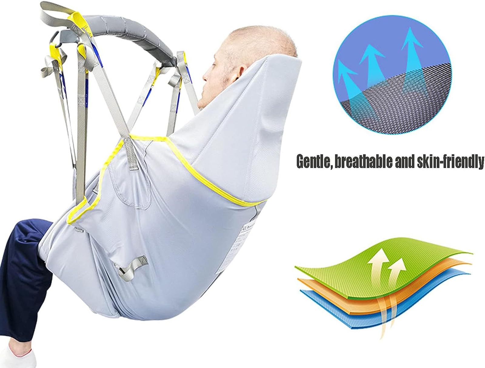 Arnés Elevación Paciente Cuerpo Completo Grúa De Paciente Eslinga De Elevación con para Paciente Y Minusválido para La Cama Enfermería,L