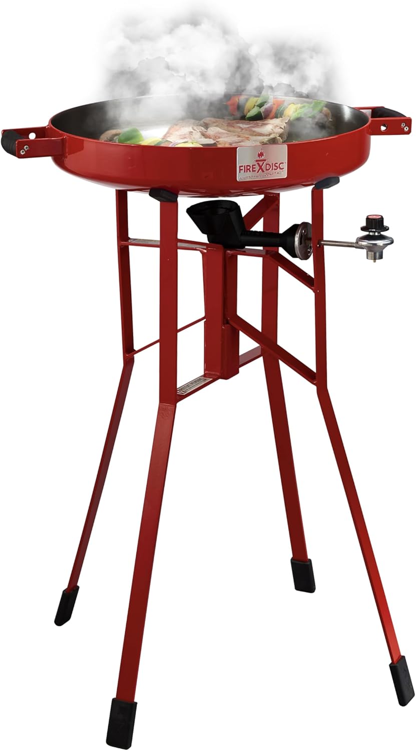 The Original FIREDISC 380 36” Tall Propane Cooker | Single Burner Propane Stove | Outdoor Wok Burner | Burner for Camping | 41 x 33 x 6 inches | Red