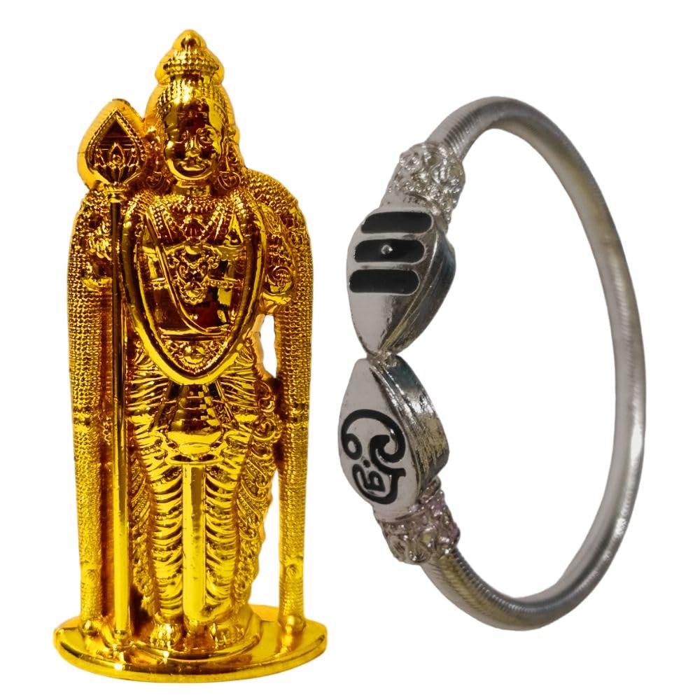 Leo Traders Malaysia Murugan Statue Poojaroom/Car Dashboard/Home/Office Decor/Gift | Trendy and Stylish Om Vel Kada/Kappu/Bracelet for Unisex (Combo Offer) (Multicolor)