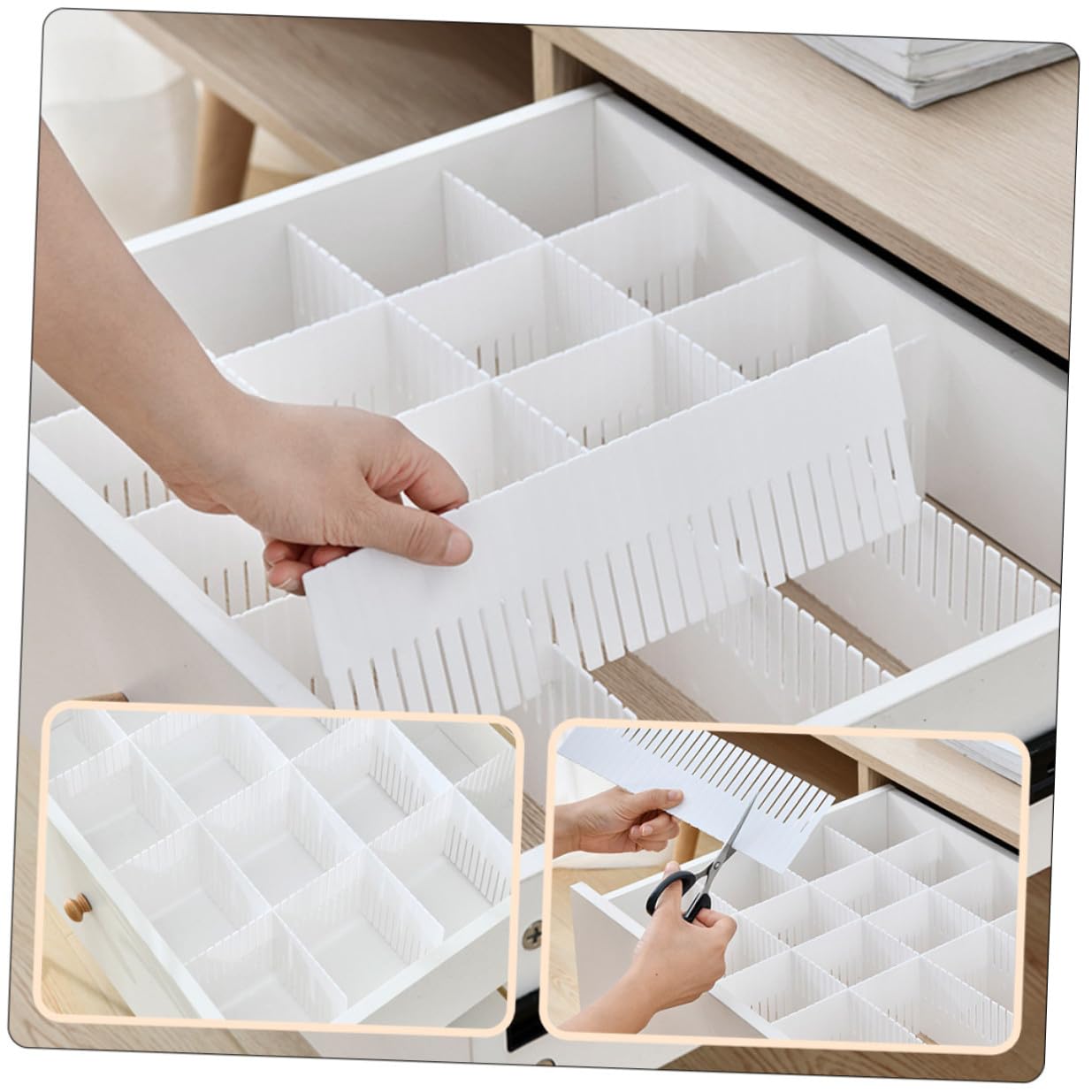 Divisori Organizer 10 Pezzi in Plastica per Cassetti Bianco Pratici e Facili da Usare per Conservare per Casa Biancheria e Asciugamani