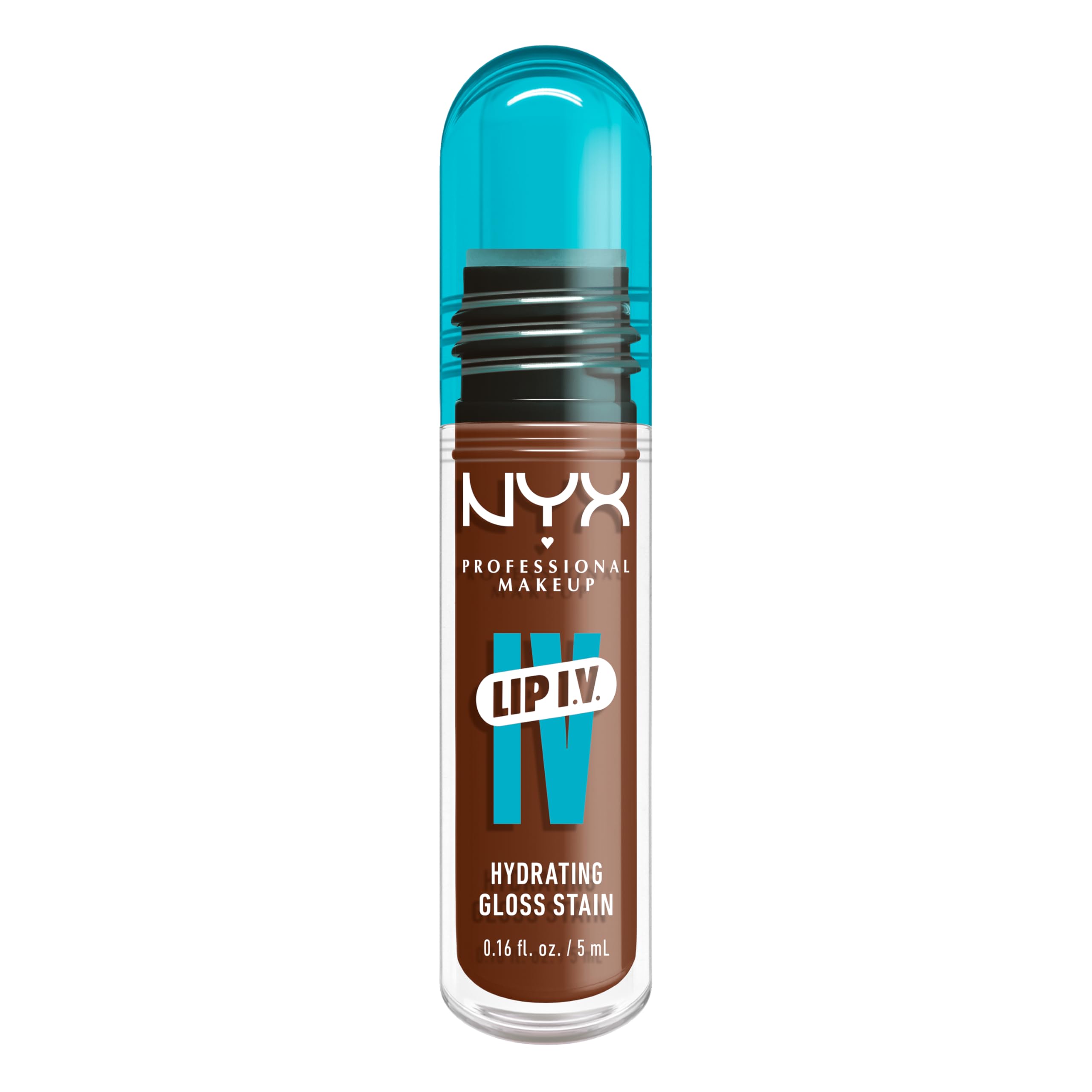 NYX Professional Makeup Lip Gloss and Lip Stain, Lip IV Hydrating Gloss Stain, Up to 12 Hour Hydration, High Pigment, Wet Shine Finish, Shade: Cocoa Quench