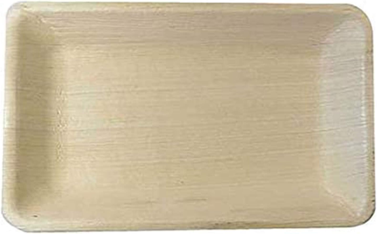 Kitchen kemistry Premium Palm Leaf Ecofriendly Disposable Party Premium Leaf Flat Tray (Brown, 9") - Pack of 25 Pieces
