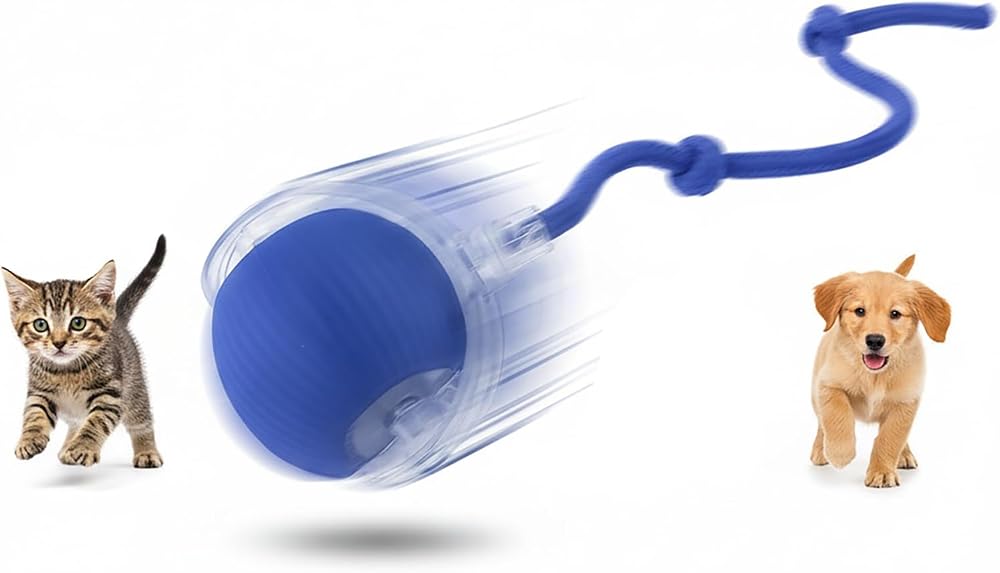Interactive Cat Toys Ball for Cats - Upgrade Automatic Cat Toys for Indoor Cats, 3 Modes 2 Speed Moving Cat Ball (Blue)