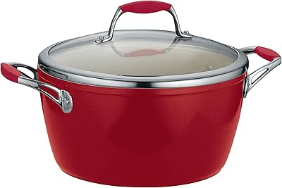 Tramontina Covered Dutch Oven Gourmet Ceramica Deluxe 5-Quart Metallic Red, 80110/064DS