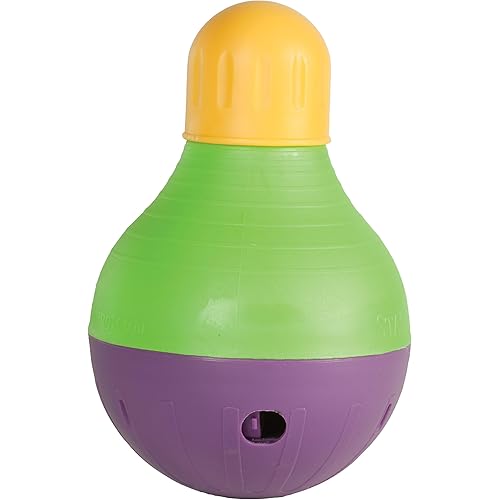 Starmark Bob-A-Lot Interactive Dog Pet Toy, Large, Yellow/Green/Purple