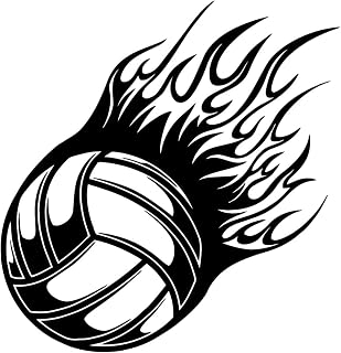 Juego de voleibol con pelota y llamas Calcomanías de tallado fino 72x74.6cm Selección de varios colores Negro