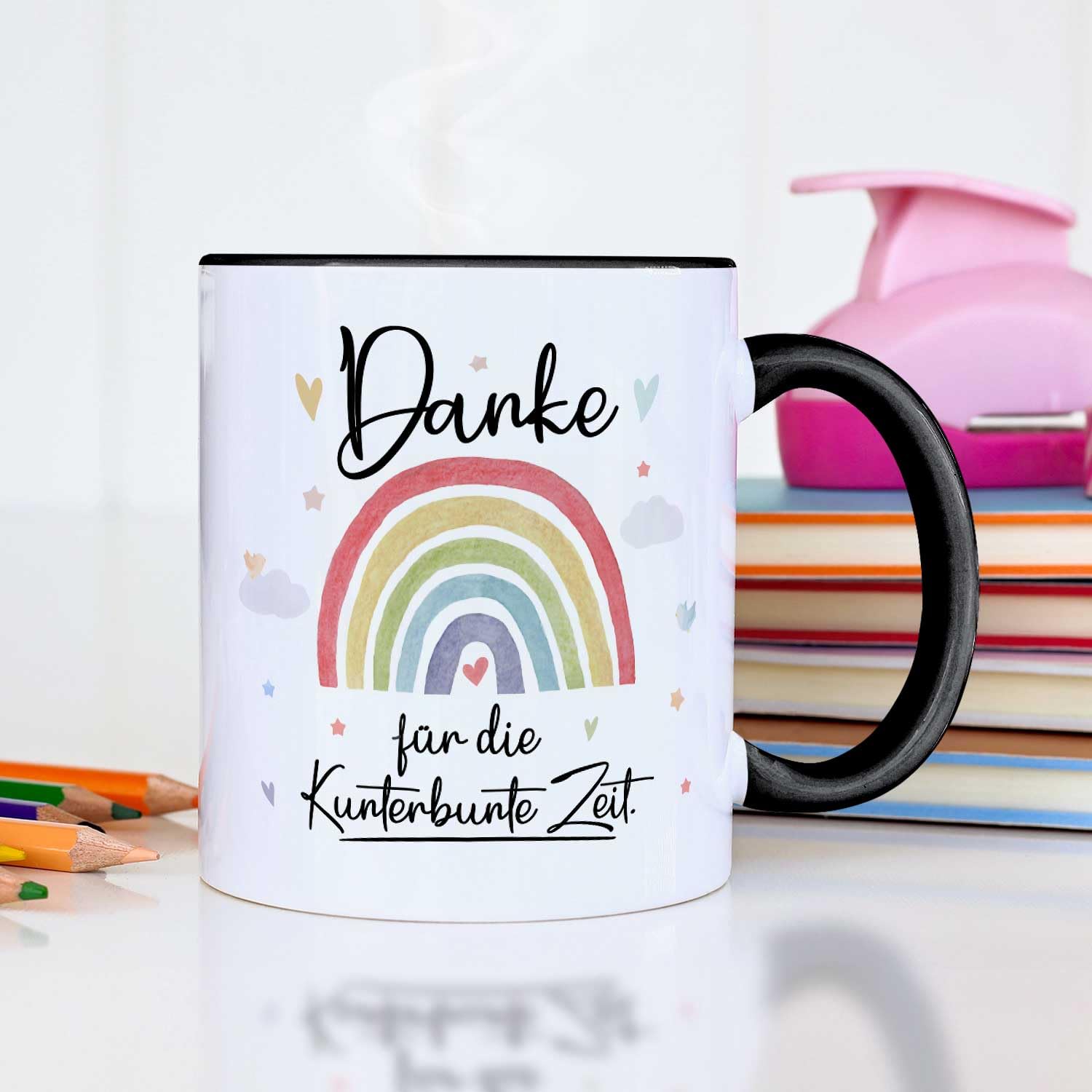 Tasse Mit Spruch „Danke Für Die Kunterbunte Zeit“ – Geschenk Für Erzieher, Lehrer, Zum Kindergarten-Abschied