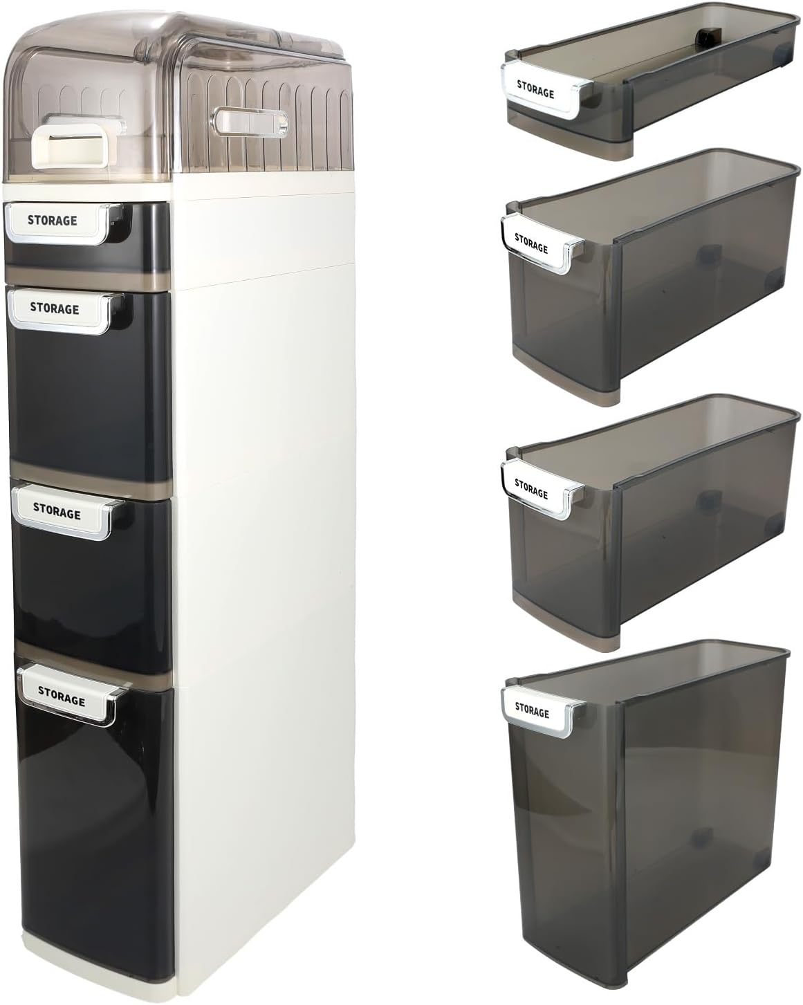 slim bathroom storage cabinet,narrow bathroom storage cabinet,multifunctional organizer for kitchen bedroom bathroom (5-tiers)