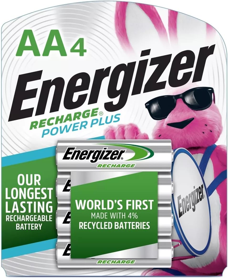 Energizer Recharge Power Plus AA 2300 mAh Rechargeable Batteries, Pre-Charged, 4 Count (Pack of 2)