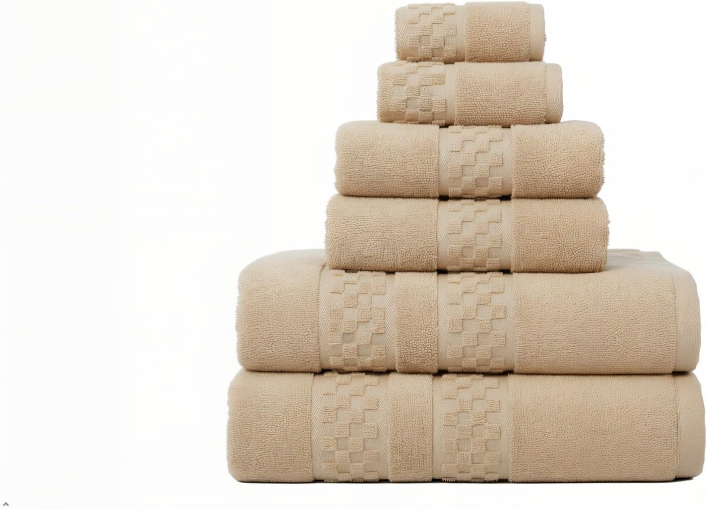 Luxury Towel Set – Bath, Hand, Face, Baby & Beach | Quick-Dry, Ultra-Absorbent | Includes Waffle Towels, Washcloths, Hair Wrap, Makeup Remover Cloths, Dish Rags, Bath Mat & Paper Towels (Beige)