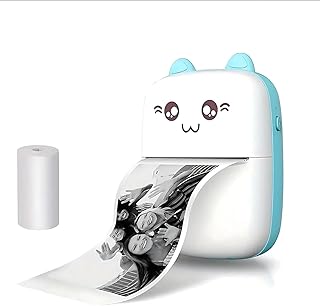 Mini Portable Thermal Printer – Bluetooth Wireless Photo & Label Printer for Kids with 1 Paper Roll – 57mm Black & White Pocket Printer for Mobile, School, Stickers (Assorted)