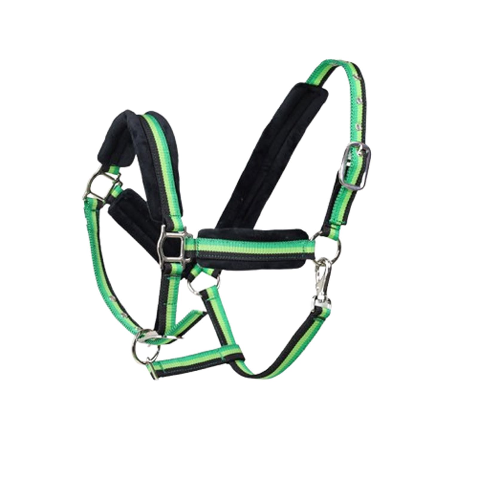 Cabeza de jaula de nylon pesada ajustable, Cabestro halter de potro for entrenamiento y espectáculos ecuestres, varios tamaños multicolores(Black-green,Large)