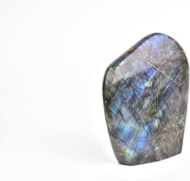 JIC Gem Labradorite Palm Stone Crystal 100% Natural Handmade Irregular Polished Healing Crystal Gemstone Worry Stone Healing & Soothing Effect 0.5-0.8 lbs
