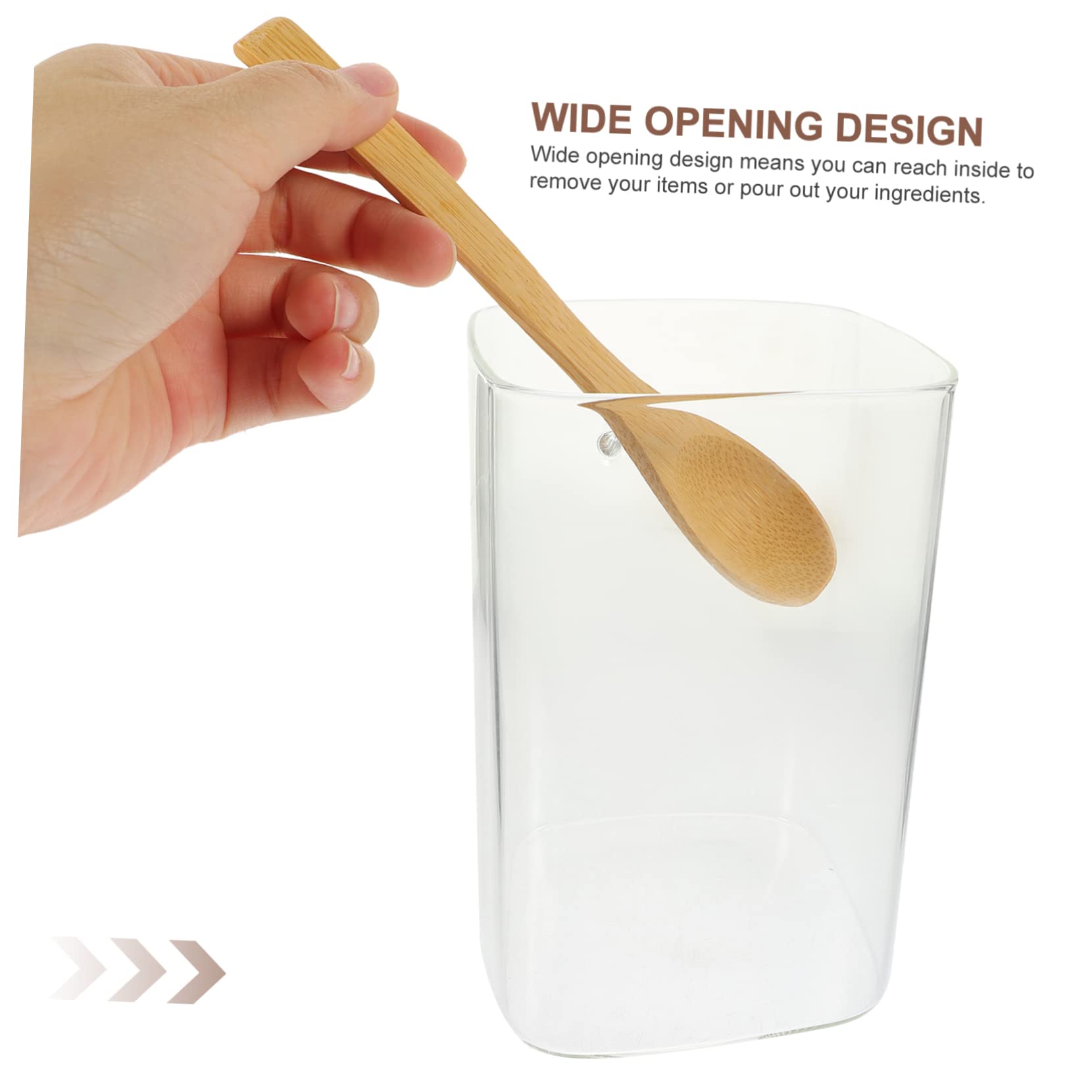 Zerodeko Kaffeebohnen Behälter 2 Stück Glas mit Holzlöffel, Luftdicht | 800ml und 1000ml, Breite Öffnung, zur Aufbewahrung Trockener Lebensmittel