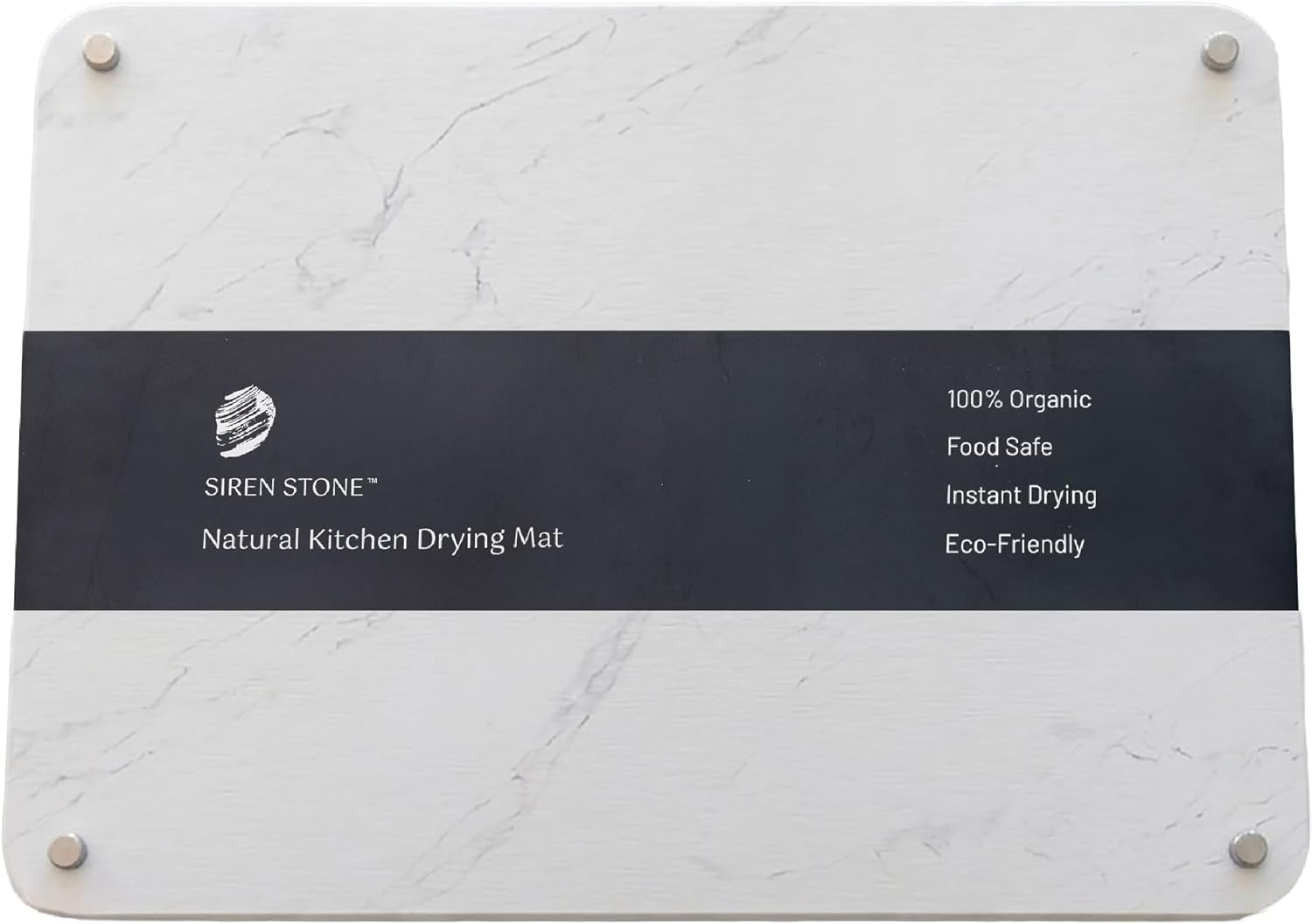 LARGE White Stone Dish Drying Mat for Kitchen Counter - Premium Diatomaceous Earth Mat | Quick Drying, Super Absorbent | (19" x 15") Non-Toxic, BPA-Free, Eco-Friendly | Female Founded USA Brand