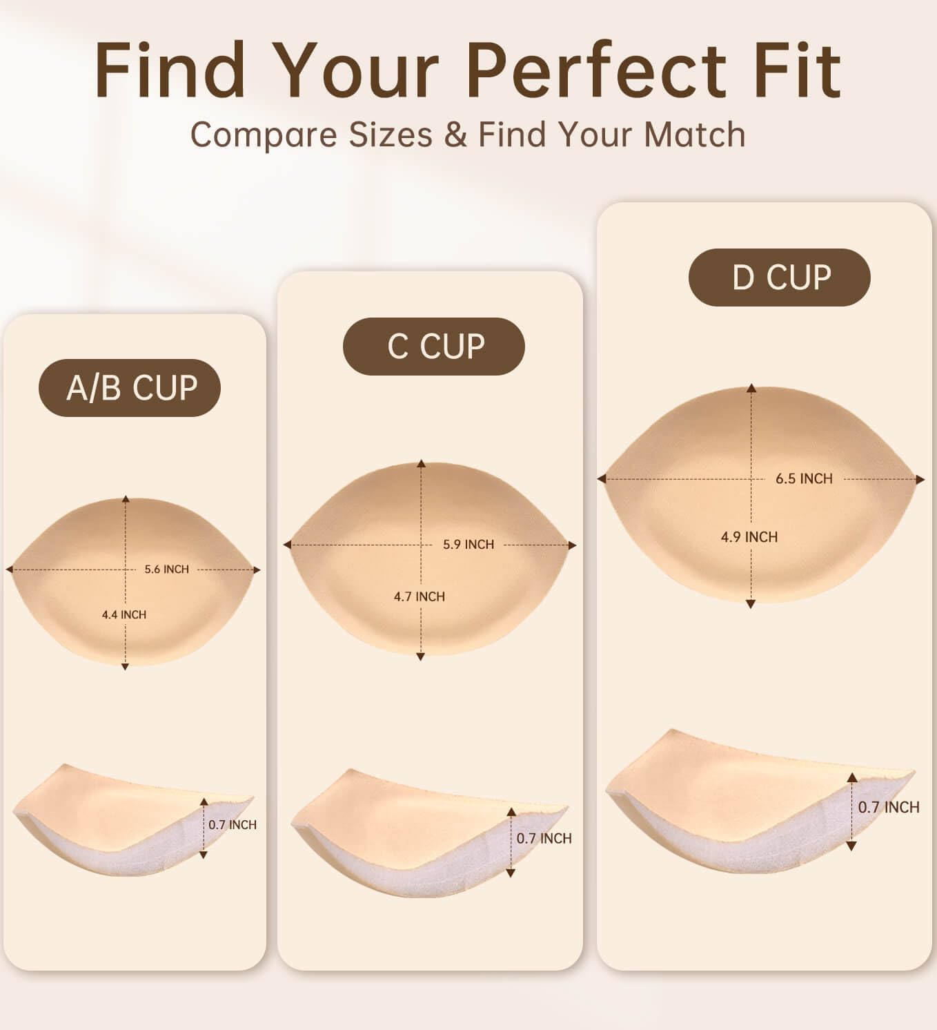 Adamotto Push Up Bra Pads Inserts - 2 Pairs Removable Bra Inserts Breast Enhancers for Swimsuits & Sports Bras
