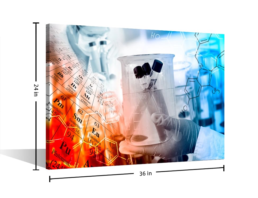 Image of 1 Panels Laboratory Wall Art Chemical Equations and Periodic Table Background Posters & Prints Medical Examination Framed Wall Art Giclee Print Gallery Packaging Artwork Ready to Hang (24 inch Wx36 H)