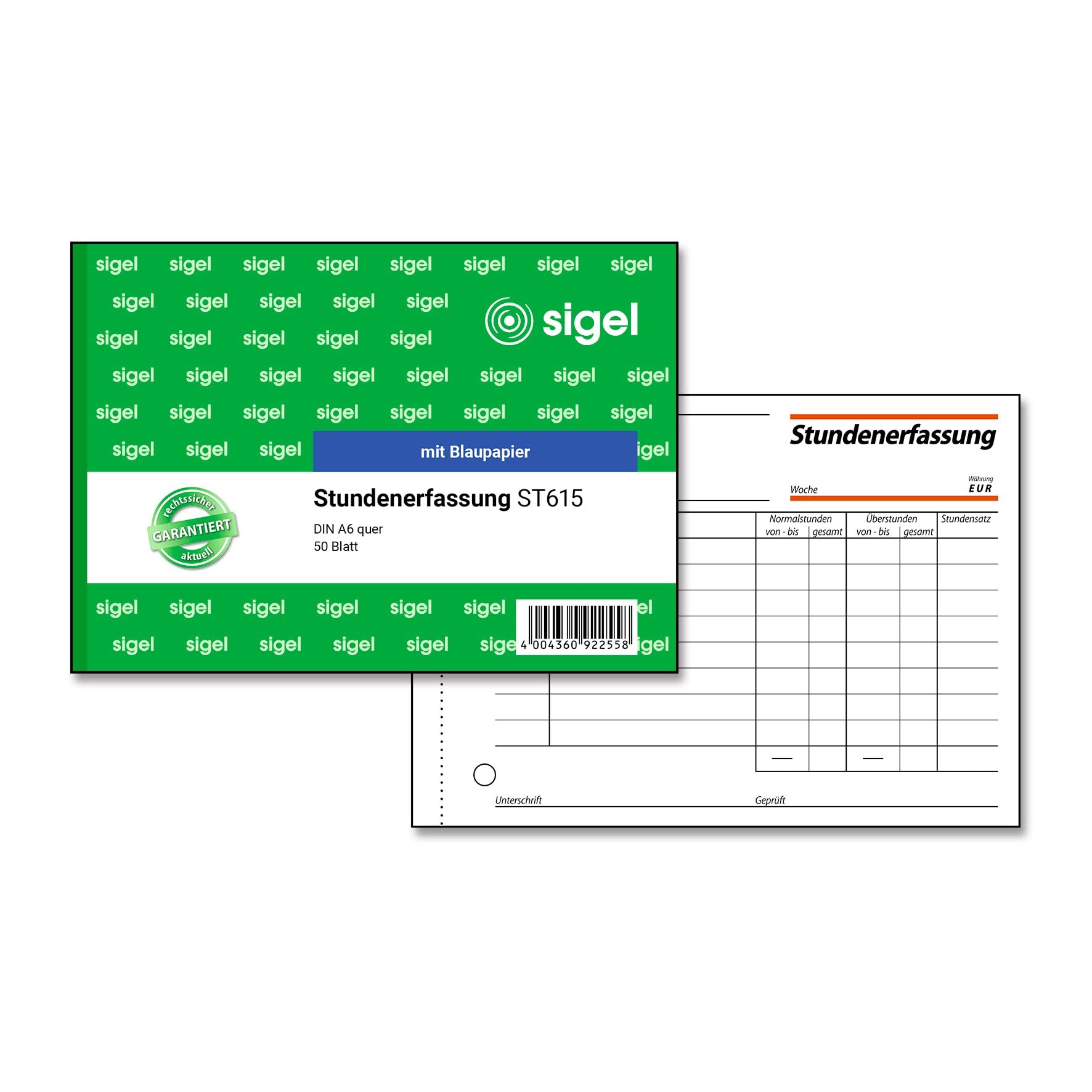 Sigel ST615 Sensor Carbon Copy Form, A6 Horizontal, 50 Sheets with Carbon Paper, Pack of 1