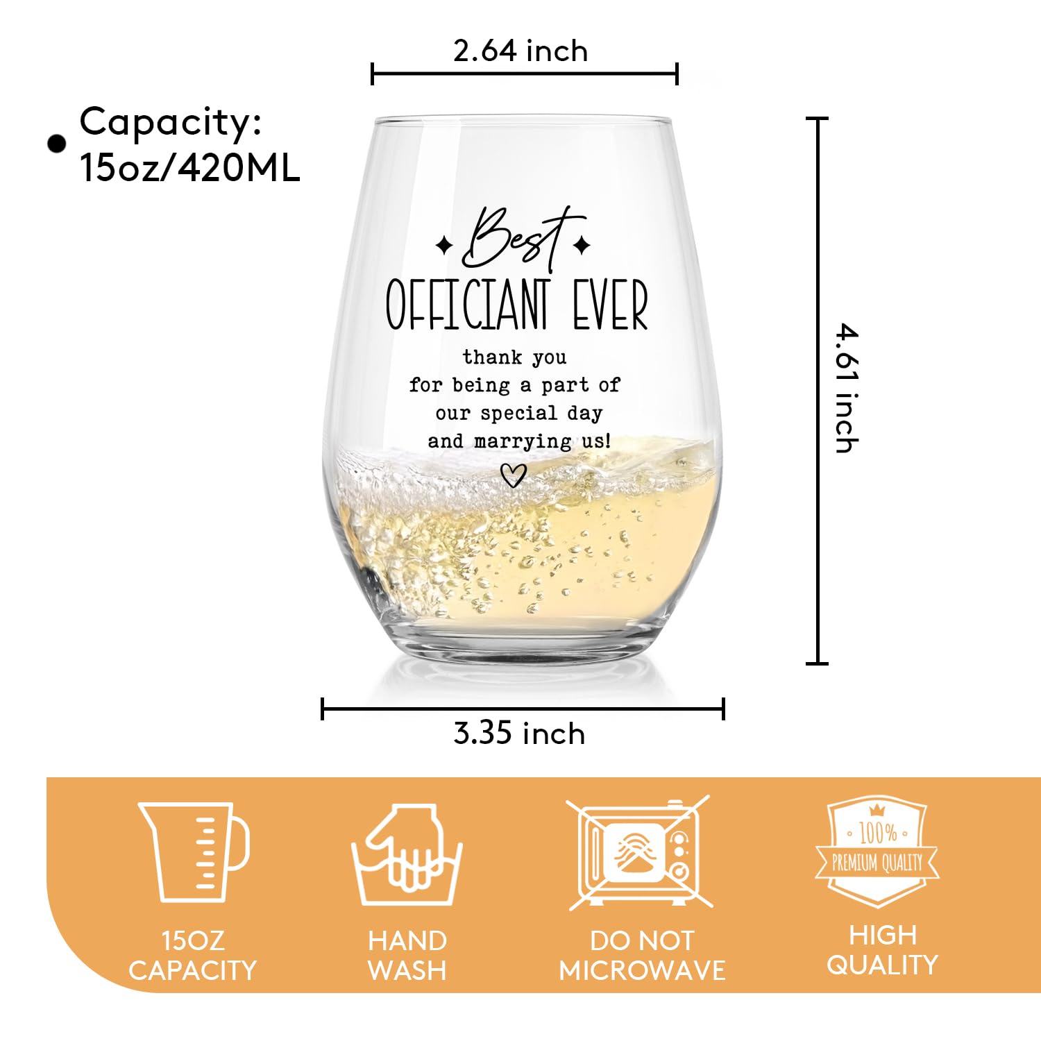 Wedding Officiant Gifts Wine Bag, Best Officiant Ever Gifts from Couple, Bride Groom Thank You Wedding Gift, Funny Wine Glass and Wine Bag Set(Officiant-Beige)