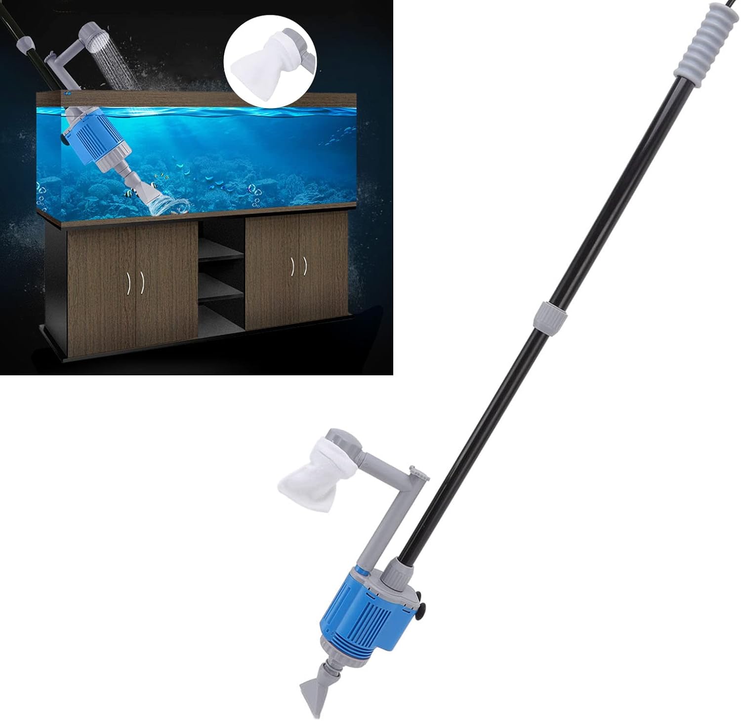 POCREATION Automatic Electric Water Changer, Sifon Acuario Sifon Acuario Sifon Acuario High Power Aquarium Gravel Cleaner, Limpieza Pecera, Aspiradora De Pecera, Aspiradora para Peceras with Filter,