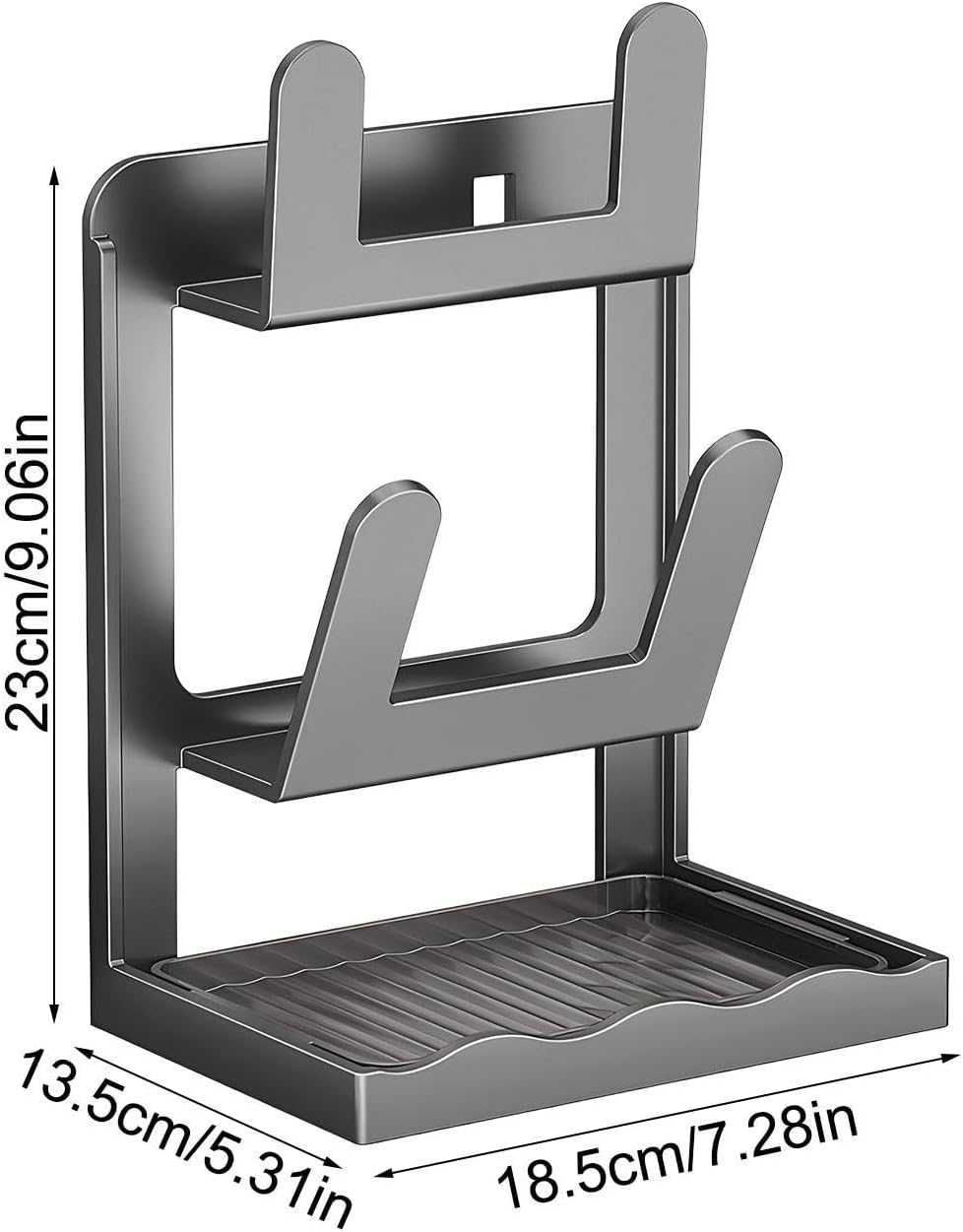 Pot Lid Storage - Carbon Steel Pot Lid Organizer | Vertical Cookware Holder Stand, Double Layer Countertop Lids Rack With Tray, Pantry Organization Solution For Countertop Kitchen Cabinet Dining