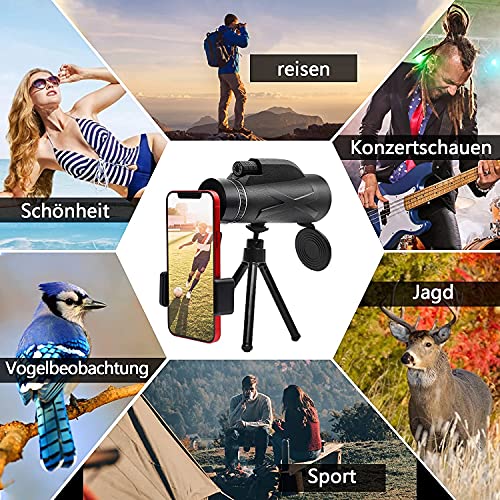 Qianglin Monokular Teleskop, HD 80x100 fernrohr Hochleistungs-Prismenteleskop, Handystativ Halterung, Vogelbeobachtung… – Bild 5