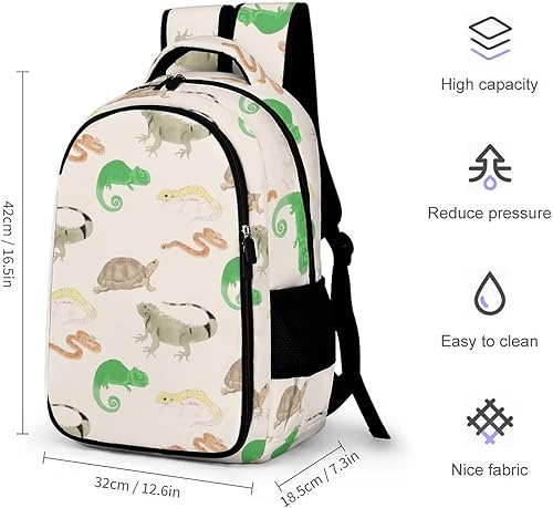 Miniatura 2 de Mochila de viaje para reptiles de lagarto, tortuga, leopardo, Gecko, mochila de viaje para computadora portátil, mochila duradera para hombres y