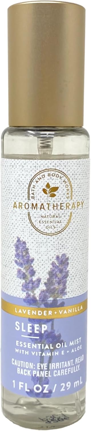 Bath & Body Works Lavender Vanilla Travel Size Essential Oil Mist 2 Pack with Natural Oats Sample Soap.
