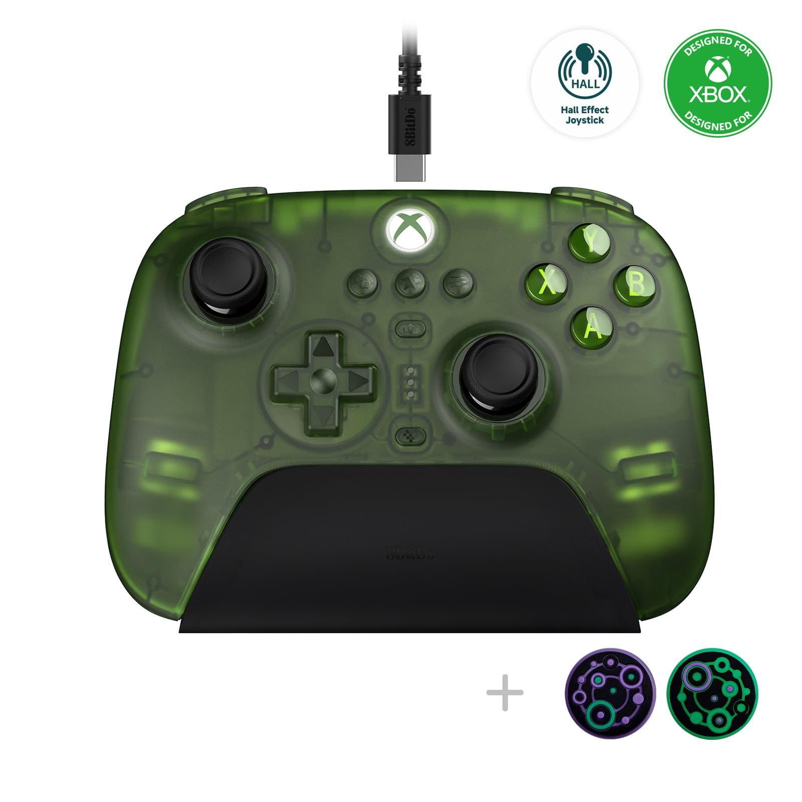 8Bitdo Ultimate Joystick effetto Hall a 3 modalità/controller Hall Trigger con dock di ricarica, cablato per Xbox Series X|S, Xbox One, wireless per Apple, Windows e Android - Licenza ufficiale (Jade)