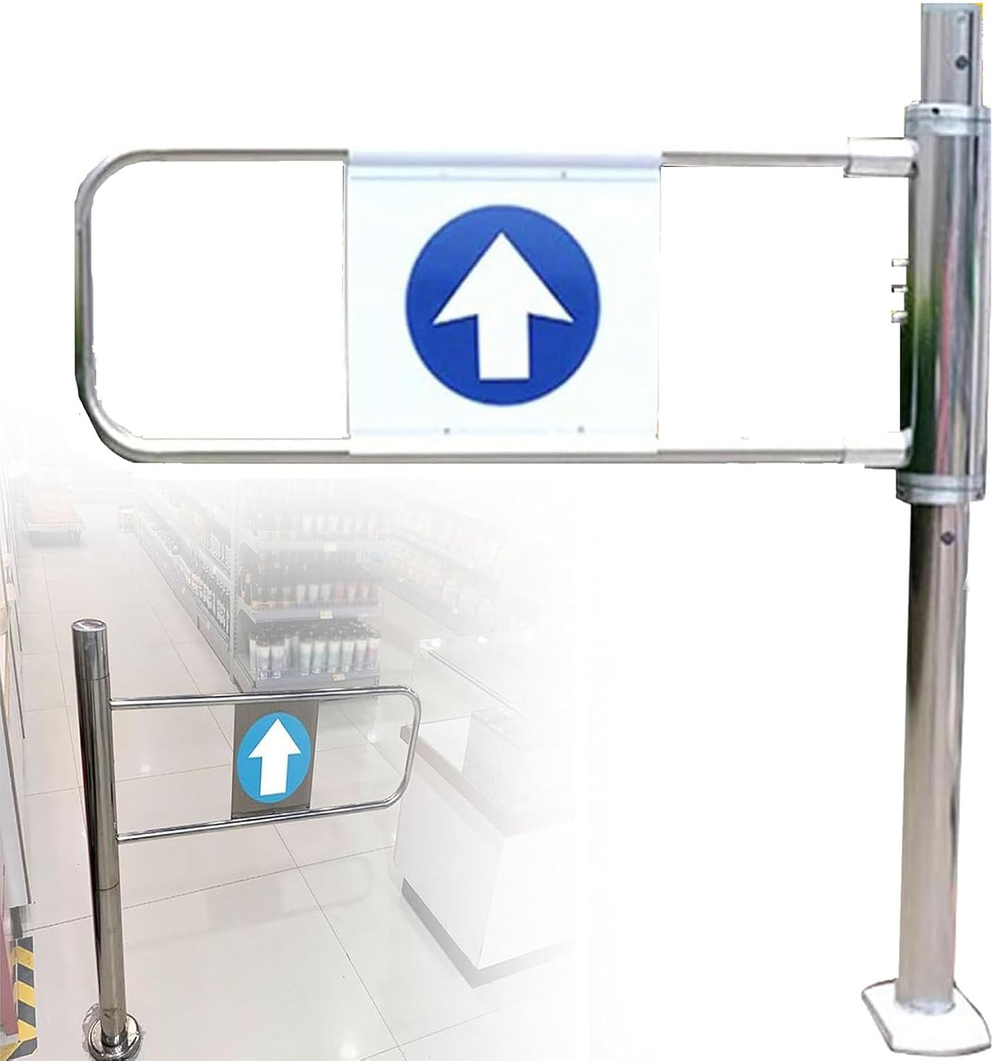 Automatic Closing Safety Gate, Metal Pedestrian Door with 90° Open Design for Warehouses, Scenic Areas, Durable and Secure Access Control Solution