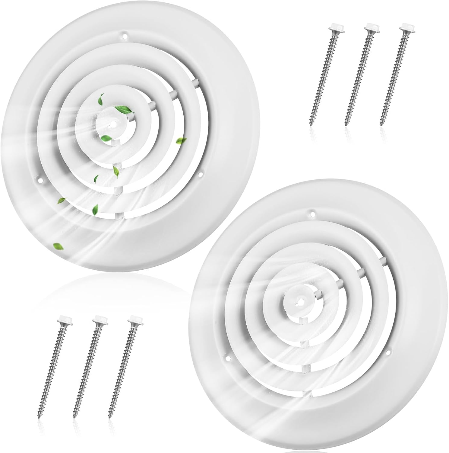 Therwen 2 Pieces 6 Inch Round Vent Cover, Ceiling Diffuser White HVAC