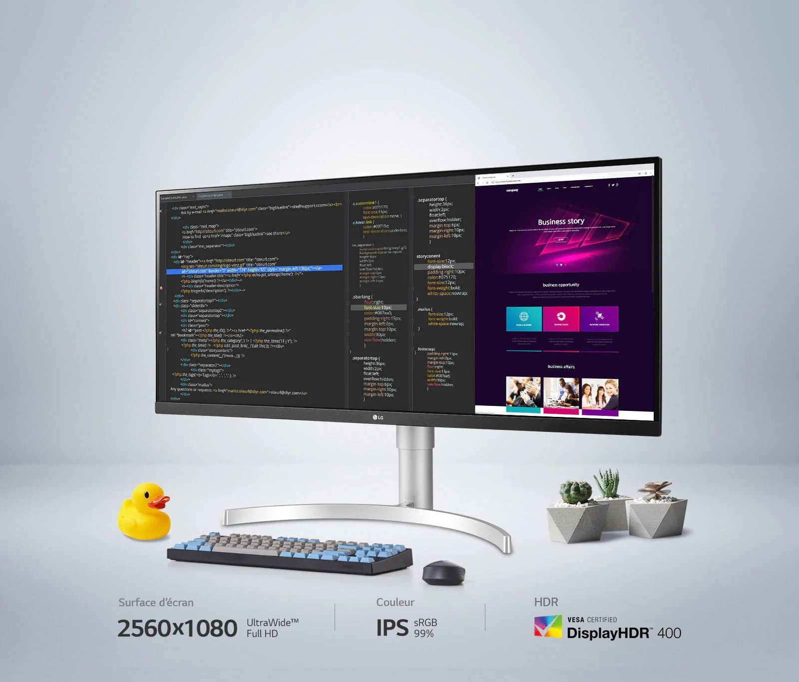 LG 34WN650-W - Monitor UltraWide 34 pulgadas, Panel IPS 2560x1080, 75Hz, 5 ms, 1000:1, 400nit, sRGB 99%, 21:9, HDMI, DisplayPort, Tecnología AMD FreeSync, Inclinación Ajustable, Color Blanco