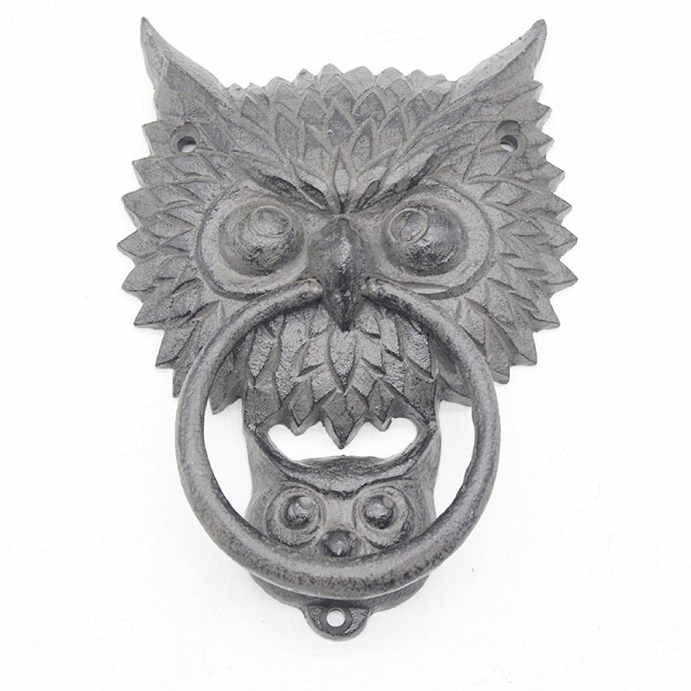 Heurtoir de porte hibou fonte patinée ornement mural jardin WLLLO