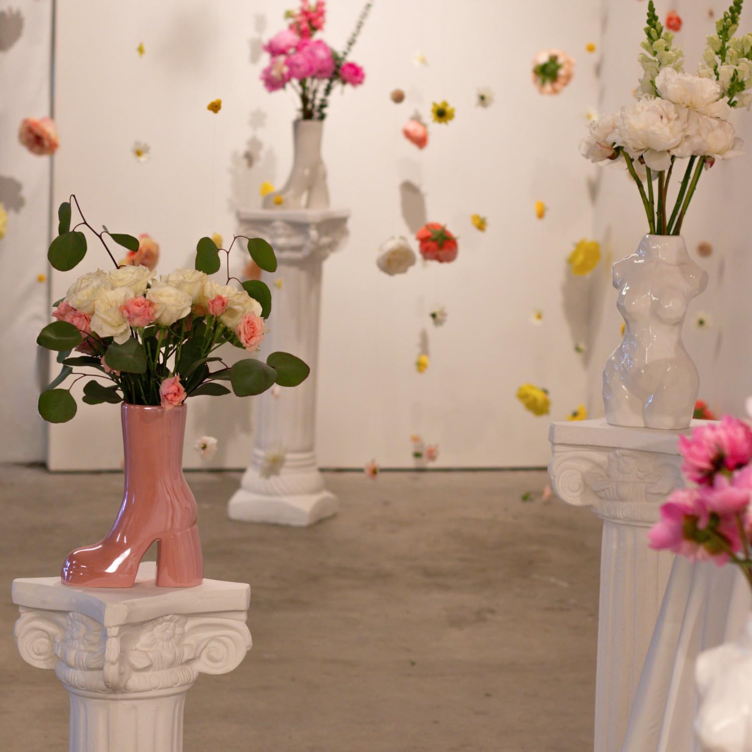 Reimagine Discovery Pink Boot Vase, Maximalist Ceramic Flower Vase, Pink Room Decor for Office, Bedroom & Living Room, Aesthetic Room Decor for Desk, Shelf, Table, Bar & Vanity