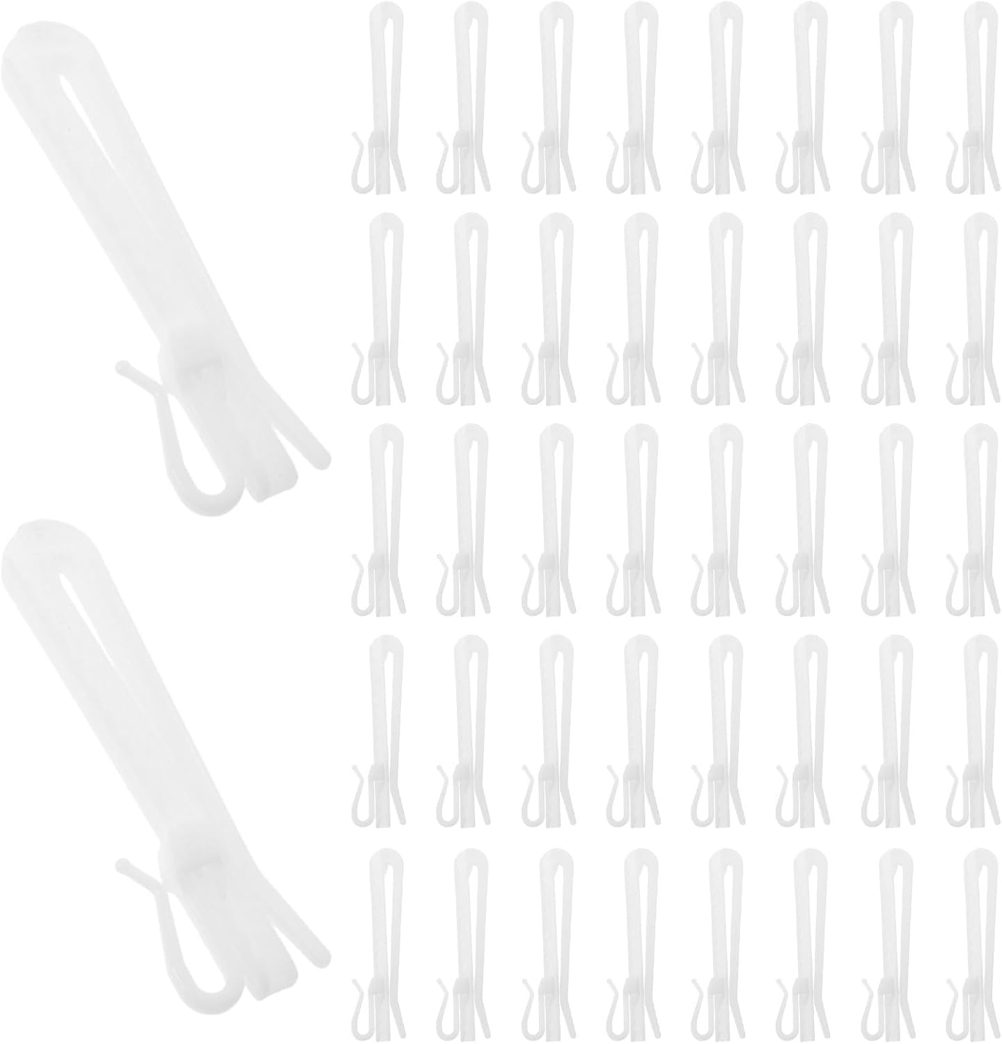 80pcs Plastic Curtain Hooks - Adjustable Pleated Curtain Clips with Ratchet System - Pinch Pleat White Hooks for Drapery(85mm)